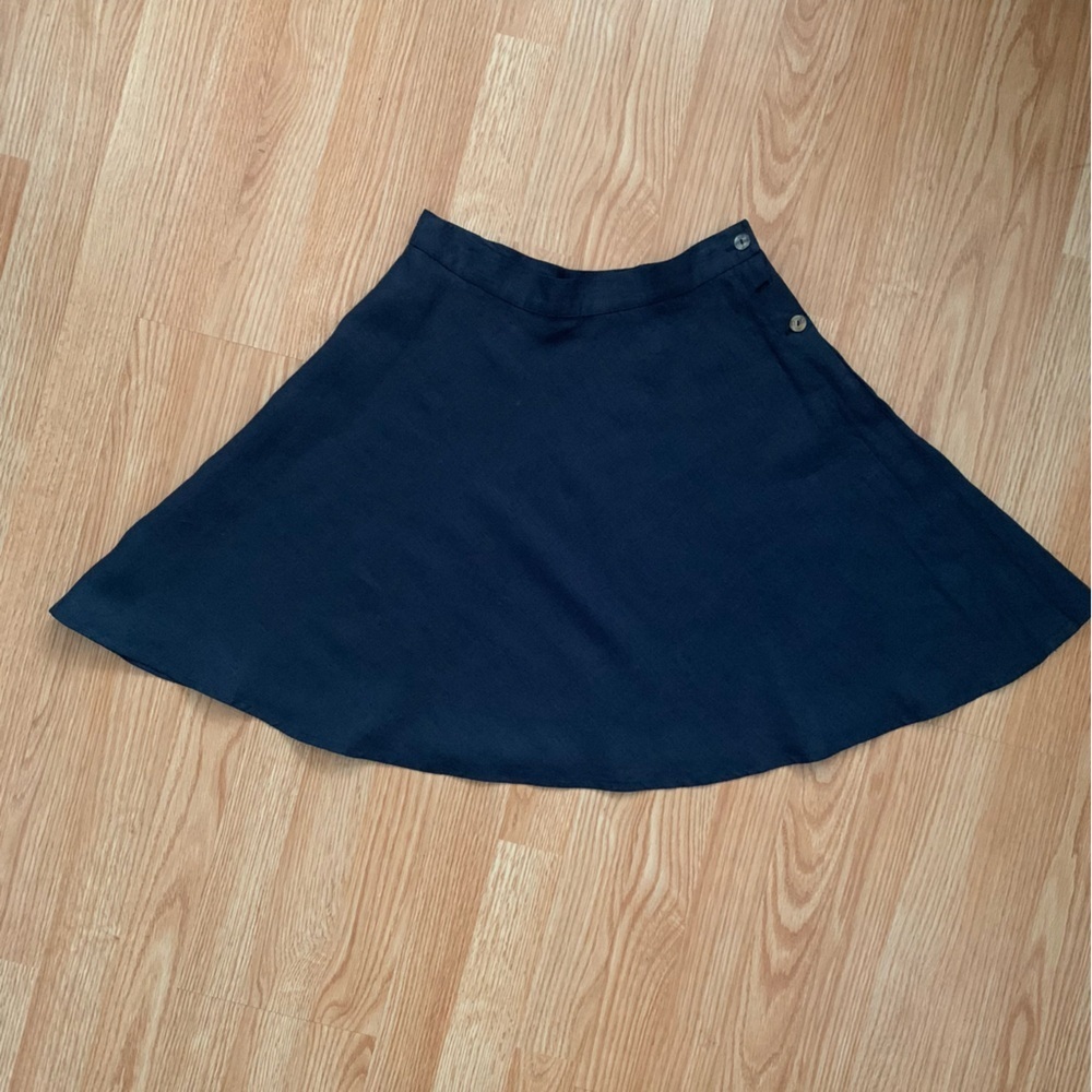 Poleci Navy Blue Linen A-line Button-up Skirt Size 28 - Picture 7 of 7